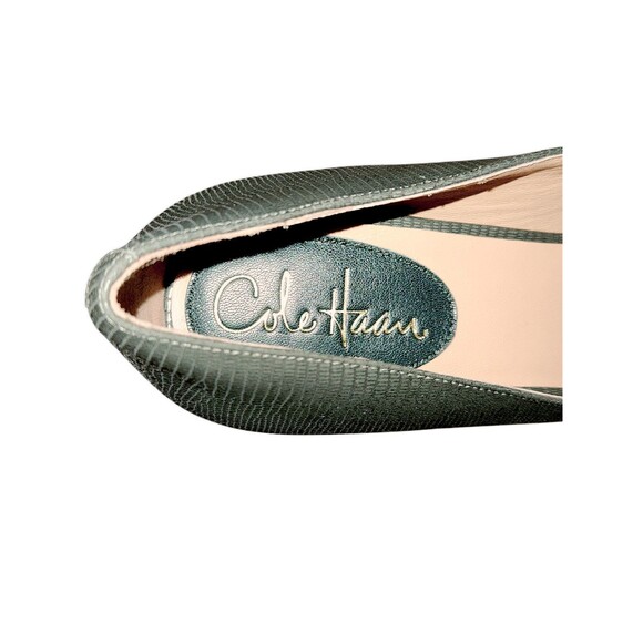 Cole Haan Peep Toe Heels Pumps Faux Snake Skin Stilleto 3" Height Green Size 9B - Picture 4 of 6